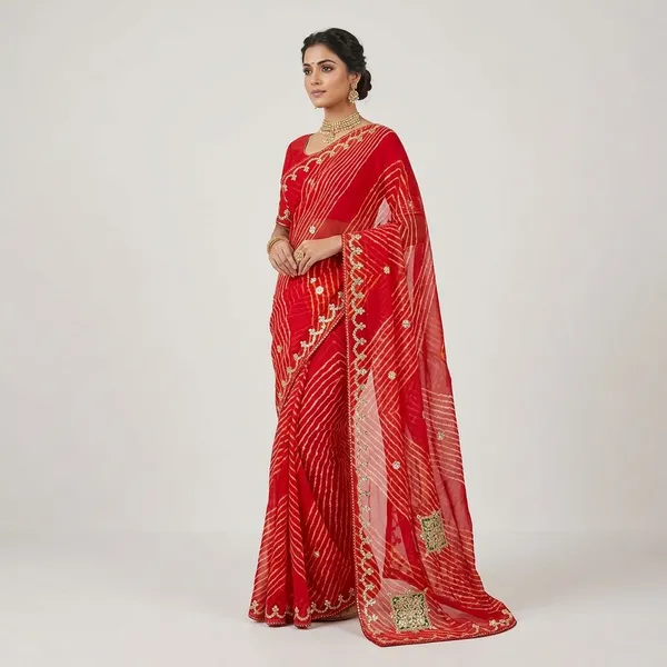 Red_Lehriya_Gotta_border_Georgette_Saree
