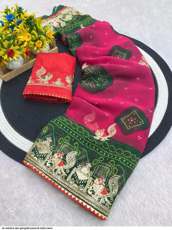 Bandhani_Traditional_Border_Work_Soft_Georgette_Saree_with_Blouse