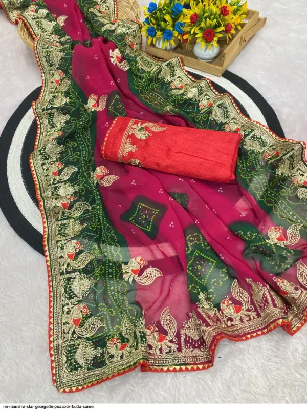 Bandhani_Traditional_Border_Work_Soft_Georgette_Saree_with_Blouse