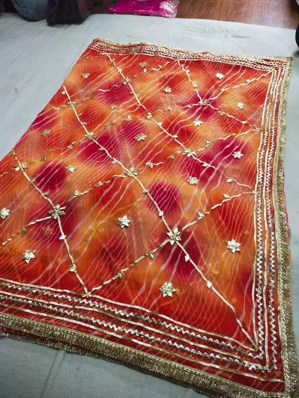 Orange_Shades_Gott_Jaal_Kiran_Lace_border_Saree