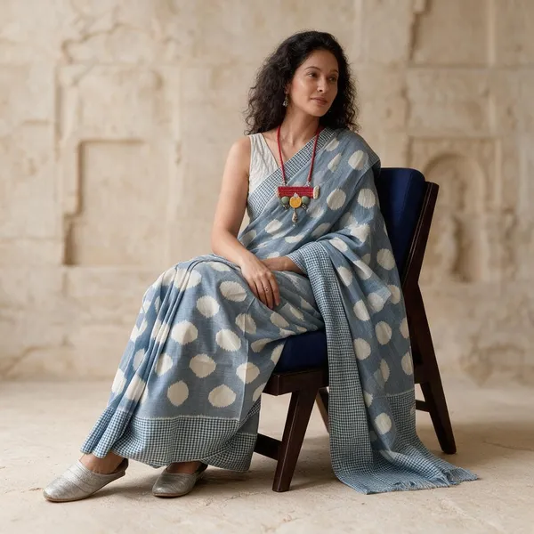 Blue_Plain_Linen_Saree_For_Women