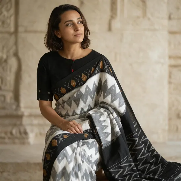 Black_Plain_Linen_Saree_For_Women