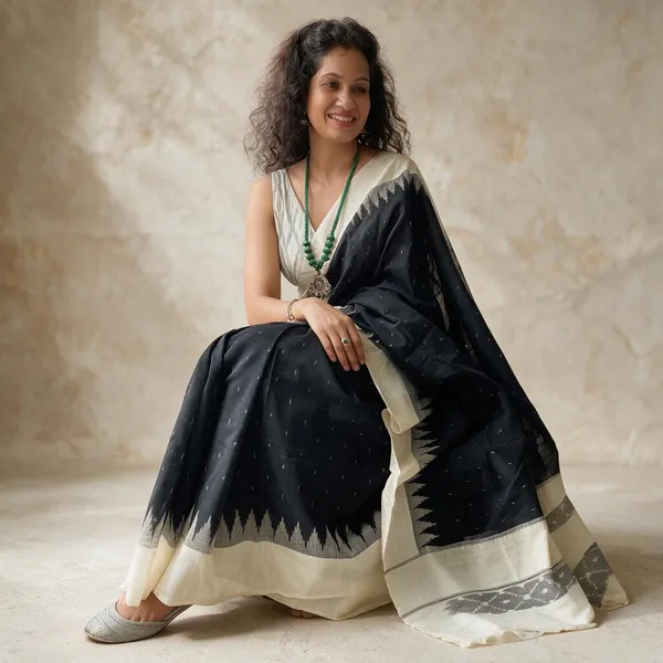 Black_Plain_Linen_Saree_For_Women