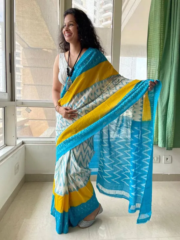 Blue_Plain_Linen_Saree_For_Women