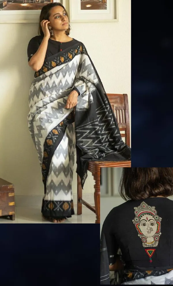 Black_Plain_Linen_Saree_For_Women