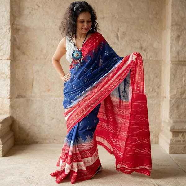 Blue_Plain_Linen_Saree_For_Women