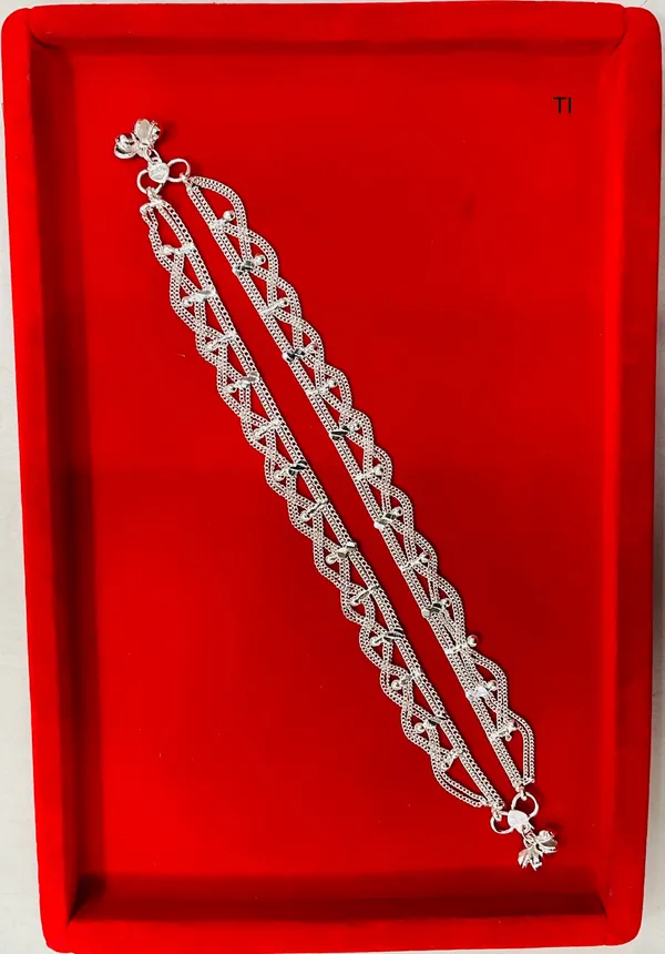 Silver_Tone_Braided_Chain_Anklet_Pair_For_Women