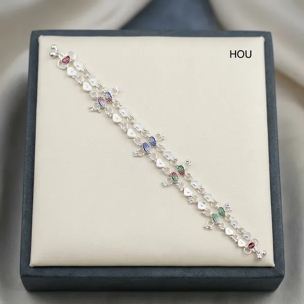 Silver_Tone_Floral_Heart_Link_Traditional_Anklet_For_Women