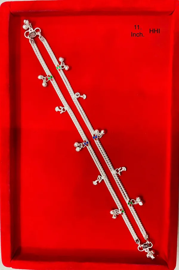 Silver_Tone_Double_Chain_Hanging_Charm_Anklet_Pair_For_Women