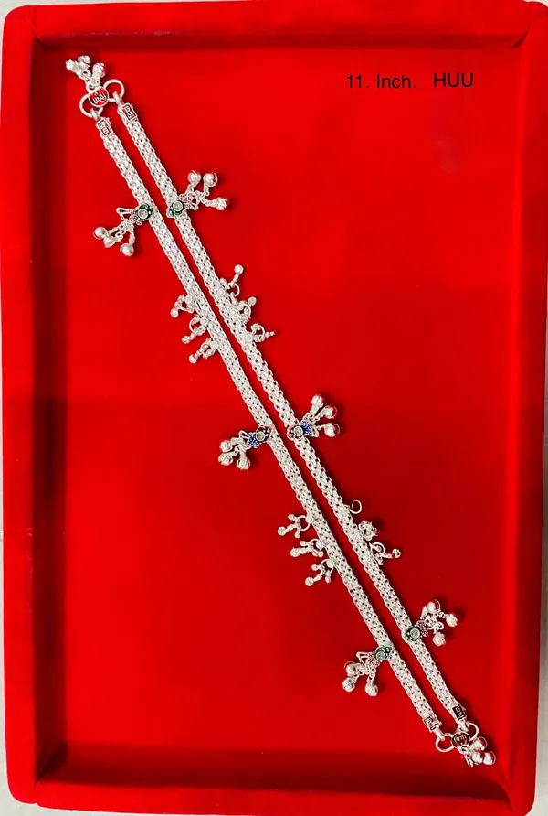 Silver_Tone_Beaded_Double_Chain_Charm_Anklet_For_Women