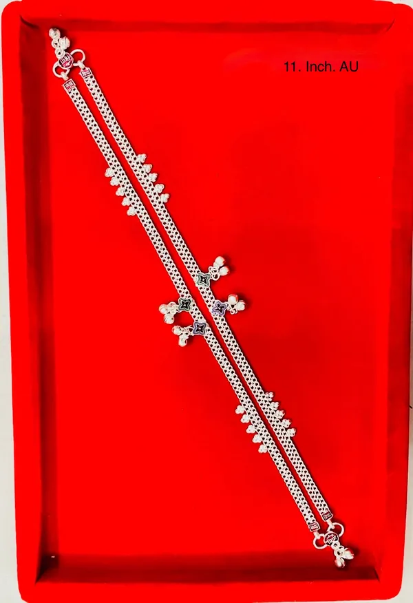 Silver_Tone_Twin_Chain_Bell_Charm_Anklet_Pair_For_Women