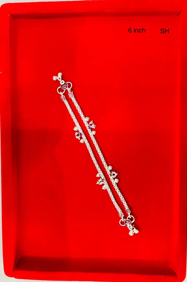 Silver_Tone_Double_Chain_Charm_Anklet_For_Girls_Pack_Of_2