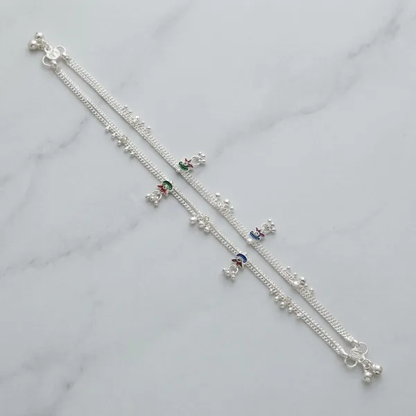 Silver_Double_Chain_Floral_Charm_Anklet_For_Women_Pack_Of_2