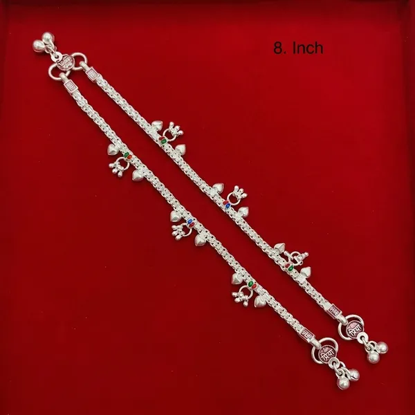 Silver_Tone_Floral_Leaf_Charm_Anklet_Pair_For_Women