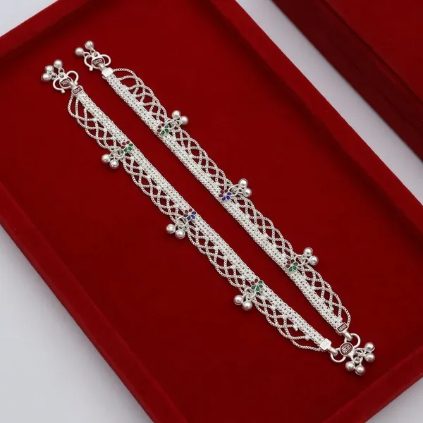 Silver_Tone_Beaded_Woven_Charm_Anklet_Pair_For_Women