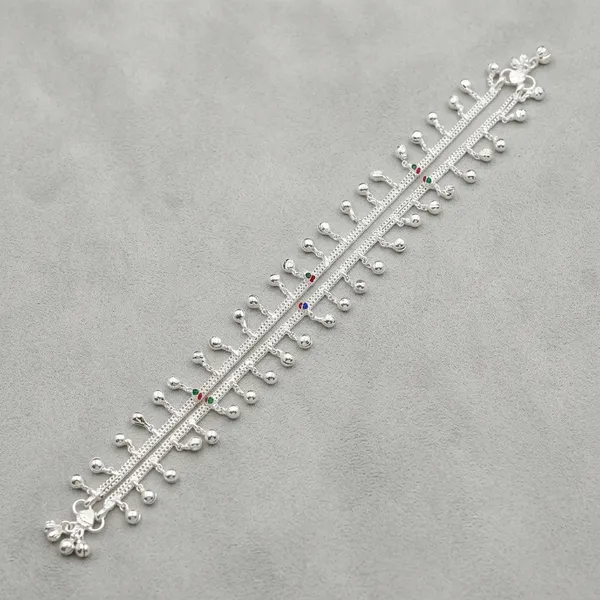 Silver_Tone_Double_Chain_Beaded_Anklet_For_Women