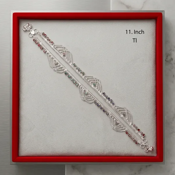 Silver_Beaded_Multi_Strand_Chain_Anklet_For_Women