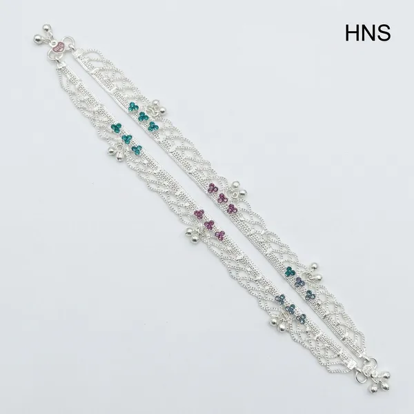Silver_Metal_Braided_Floral_Design_Anklet_For_Women