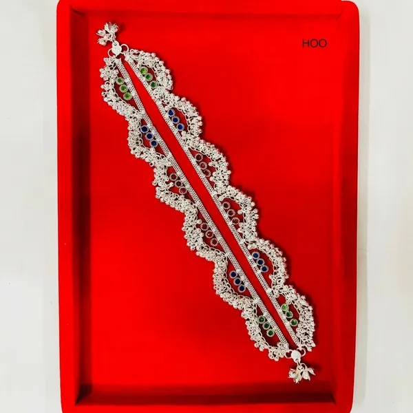 Silver_Tone_Multicolor_Embellished_Anklet_For_Women