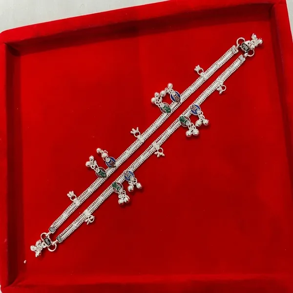Silver_Tone_Enamel_Charm_Anklet_Pair_For_Women