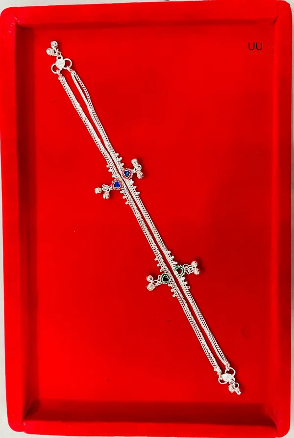 Silver_Tone_Heart_Charm_Double_Chain_Anklet_For_Women_Pack_Of_2