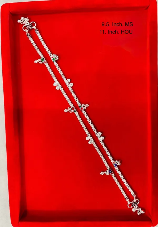 Silver_Tone_Floral_Heart_Charm_Anklet_Pair_For_Women