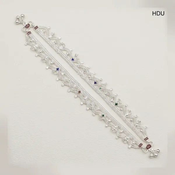 Silver_Tone_Layered_Traditional_Anklet_Pair_For_Women