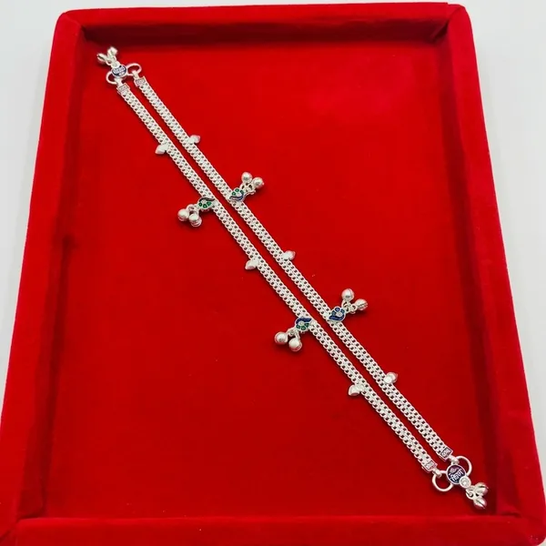 Silver_Beaded_Double_Chain_Anklet_For_Women