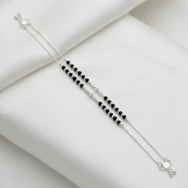 Black_Beaded_Double_Strand_Silver_Tone_Anklet_For_Women_Pack_Of_3