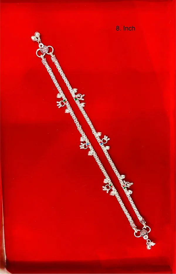 Silver_Tone_Floral_Leaf_Charm_Anklet_Pair_For_Women