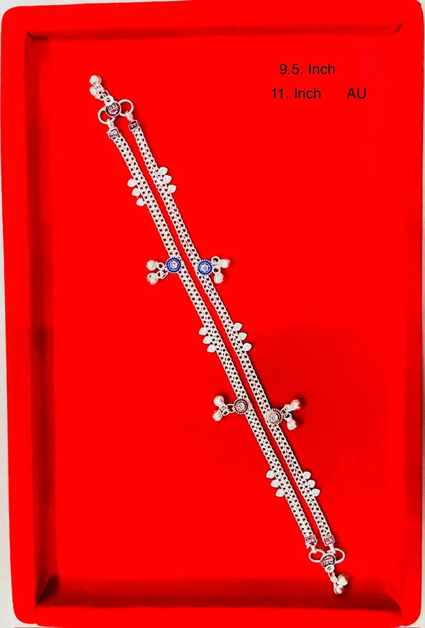 Silver_Tone_Blue_Stone_Floral_Double_Chain_Anklet_For_Women