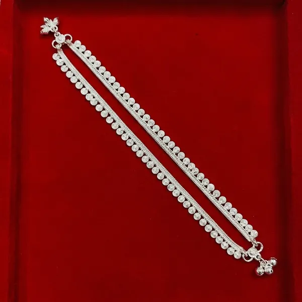 Silver_Double_Strand_Round_Bead_Anklet_For_Women