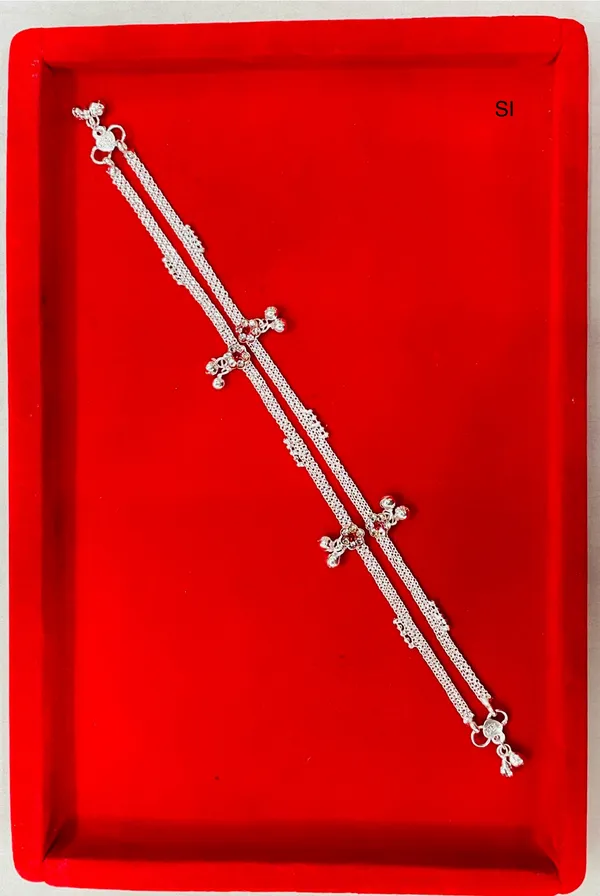 Silver_Tone_Floral_Bead_Double_Chain_Anklet_For_Women_Pack_Of_2