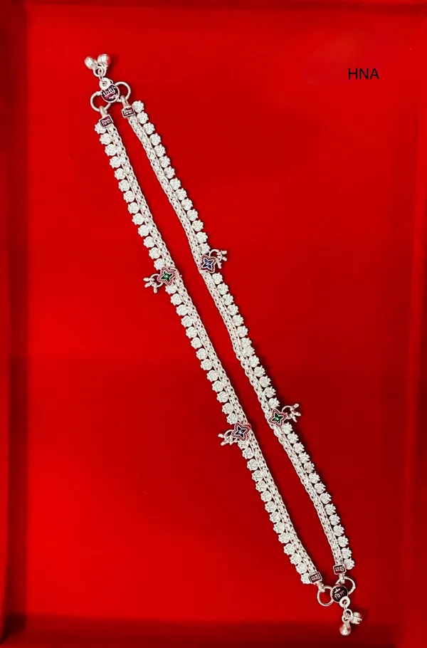 Silver_Tone_Floral_Charm_Anklet_Pair_For_Women