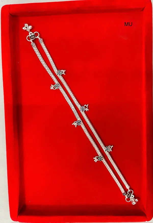 Silver_Tone_Floral_Charm_Anklet_Pair_For_Women
