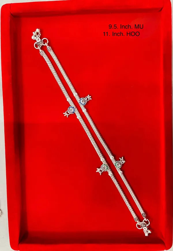Silver_Tone_Ornate_Double_Chain_Anklet_Pair_For_Women