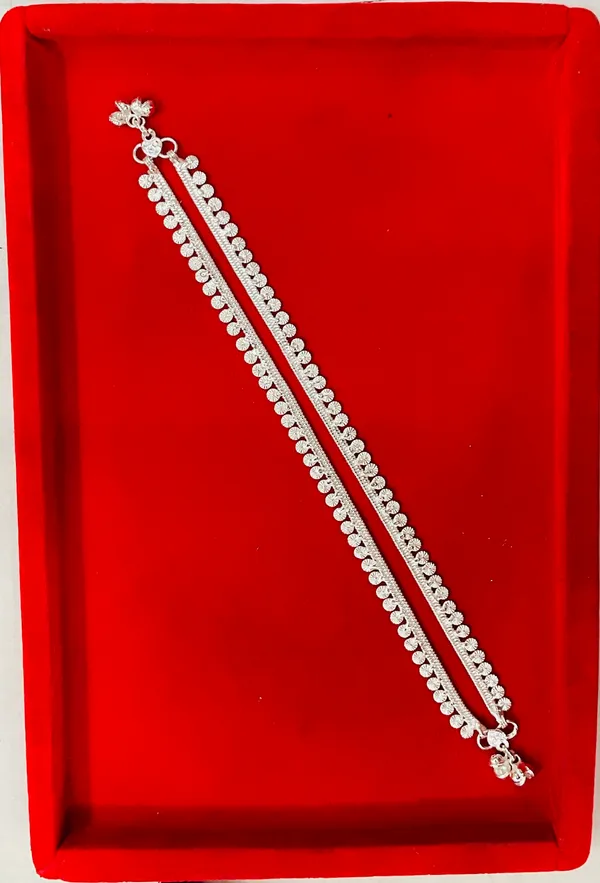 Silver_Double_Strand_Round_Bead_Anklet_For_Women