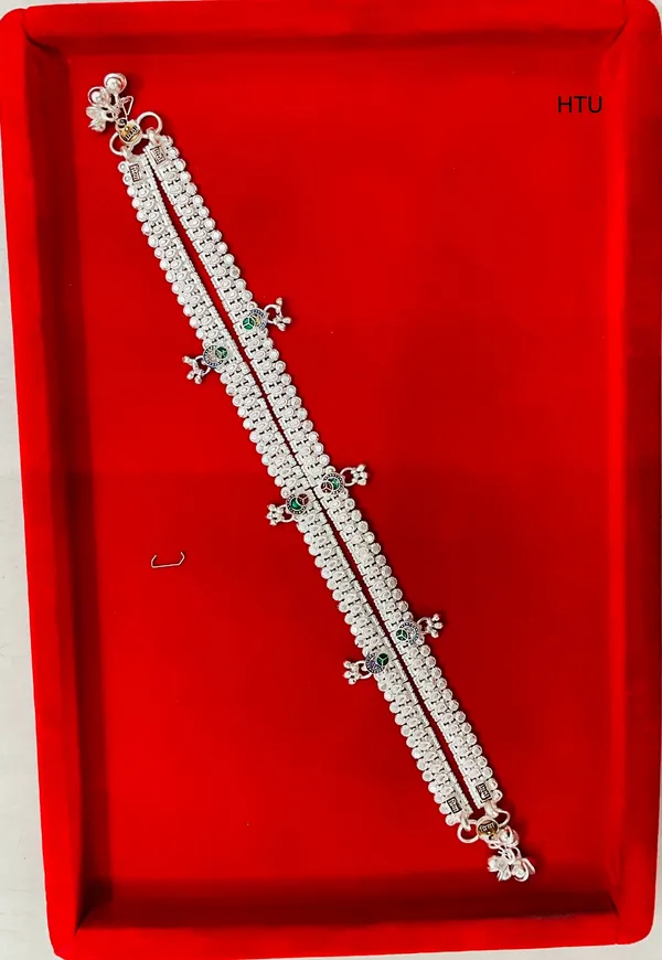 Silver_Tone_Multi_Row_Traditional_Stone_Charm_Anklet_For_Women