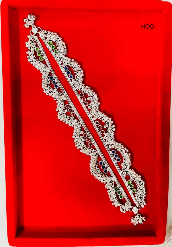 Silver_Tone_Multicolor_Embellished_Anklet_For_Women