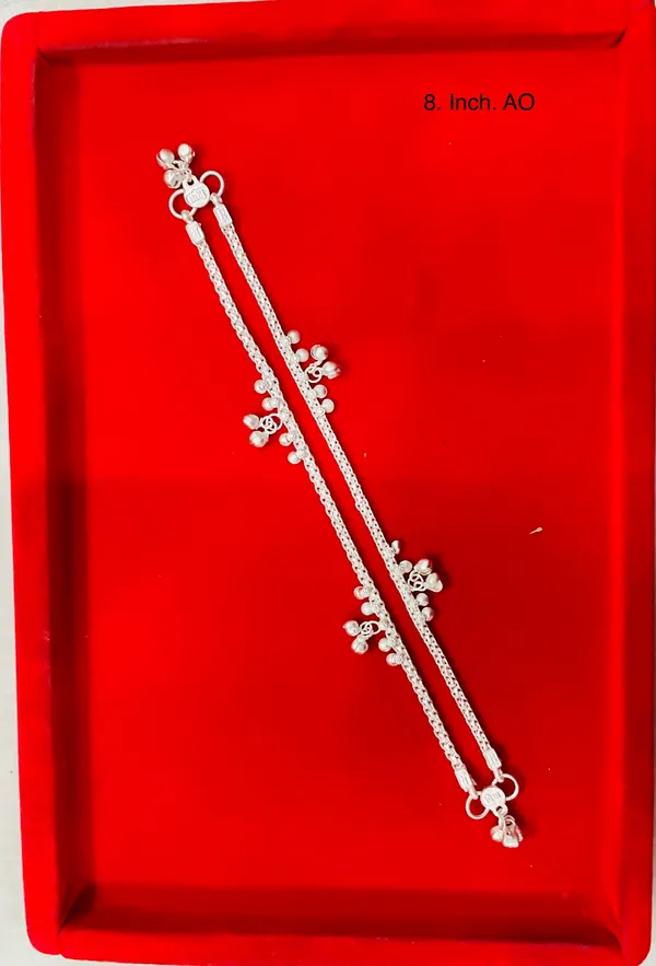Silver_Floral_Bead_Charm_Anklet_Pair_For_Women