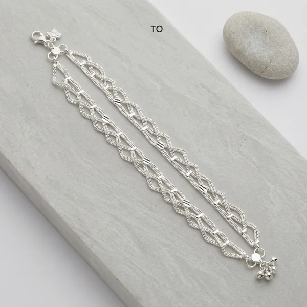 Silver_Tone_Interwoven_Chain_Anklet_Pair_For_Women