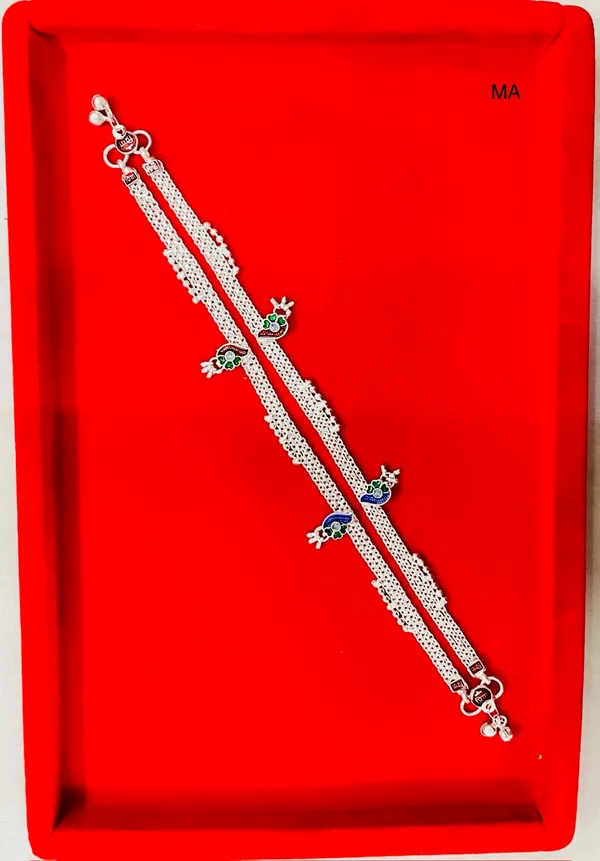 Silver_Tone_Peacock_Charm_Chain_Anklet_Pair_For_Women