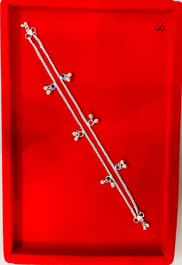 Silver_Tone_Double_Chain_Floral_Charm_Anklet_For_Women_Pack_Of_2