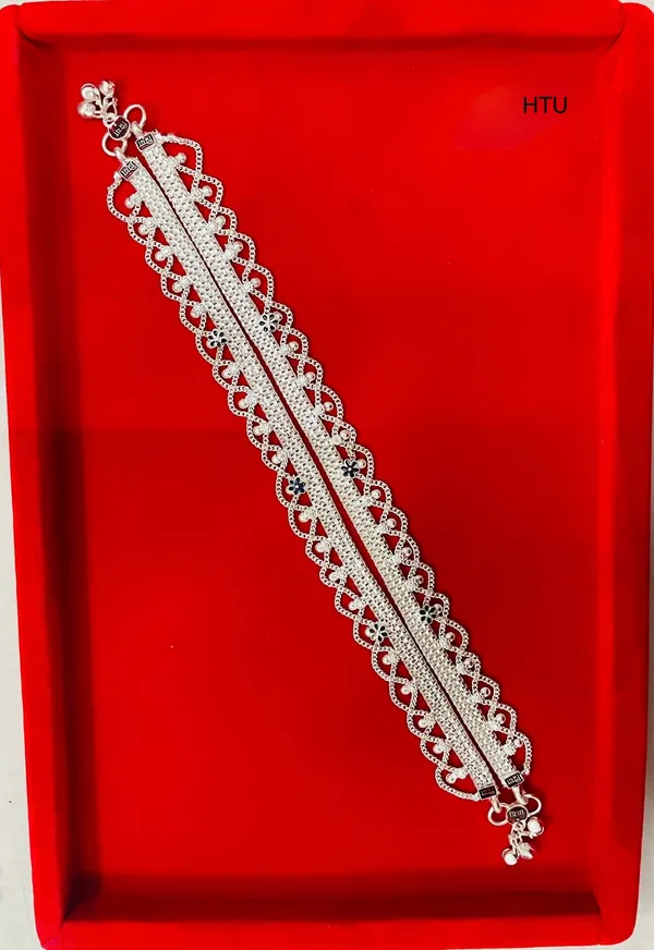 Silver_Tone_Scalloped_Floral_Geometric_Anklet_For_Women