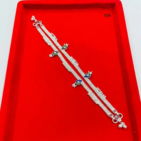 Silver_Tone_Peacock_Charm_Chain_Anklet_Pair_For_Women
