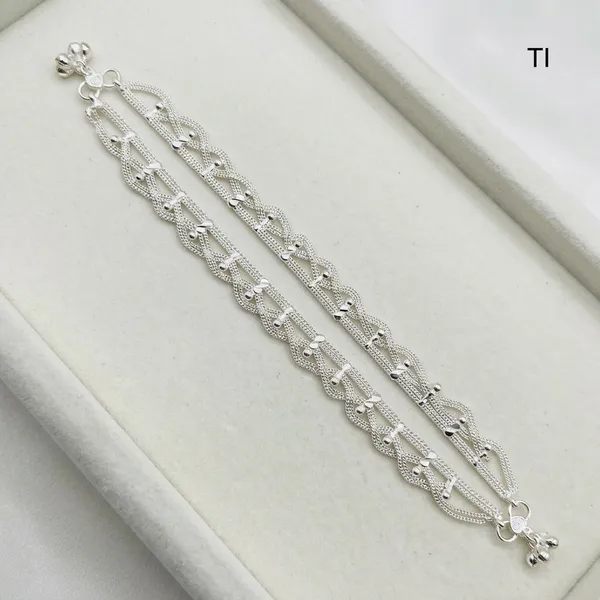 Silver_Tone_Braided_Chain_Anklet_Pair_For_Women