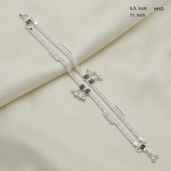 Silver_Floral_Bell_Charm_Chain_Anklet_For_Women
