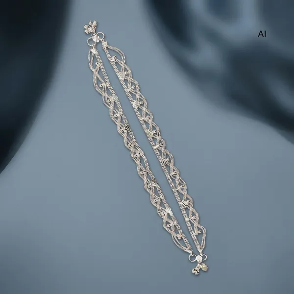 Silver_Tone_Braided_Interlaced_Chain_Anklet_For_Women