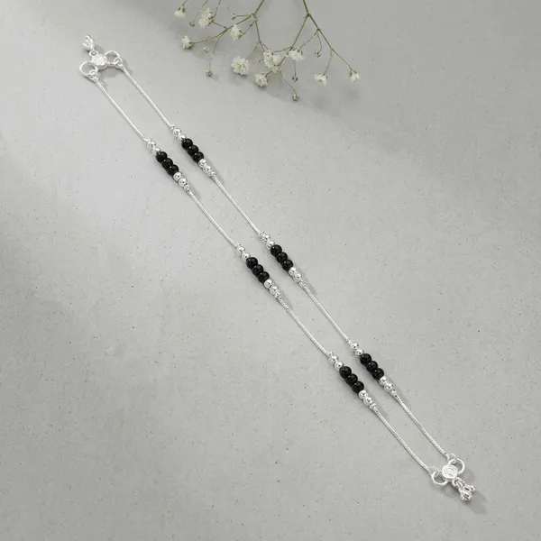 Silver_Tone_Black_Beaded_Double_Strand_Anklet_For_Women_Pack_Of_3