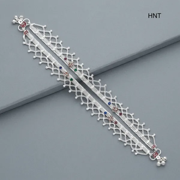 Silver_Tone_Lattice_Charm_Traditional_Anklet_Pair_For_Women